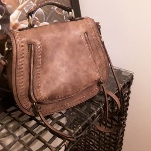 MADISON WEST brown faux leather crossbody satchel